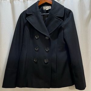 Michael Kors Women’s Medium Black Double Breasted Lined Peacoat Wool/Polyester
